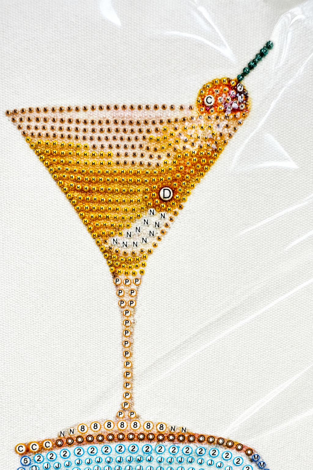 Double Blue Boot Martini Kit Diamond Art. Done in a Day.