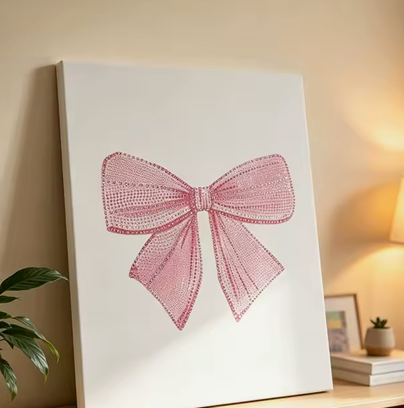 Diamond Art Pink Bow. Done in a Day